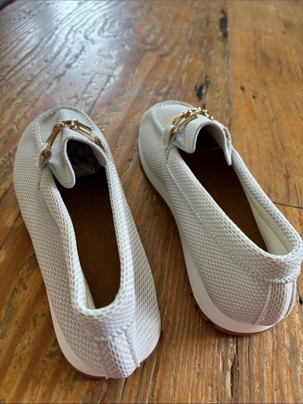 Women's Gray Slip-On Sneaker Loafer with Gold Horse Bridle Accent